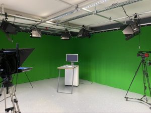 FIlm set with cameras and lights for HYBRID Software